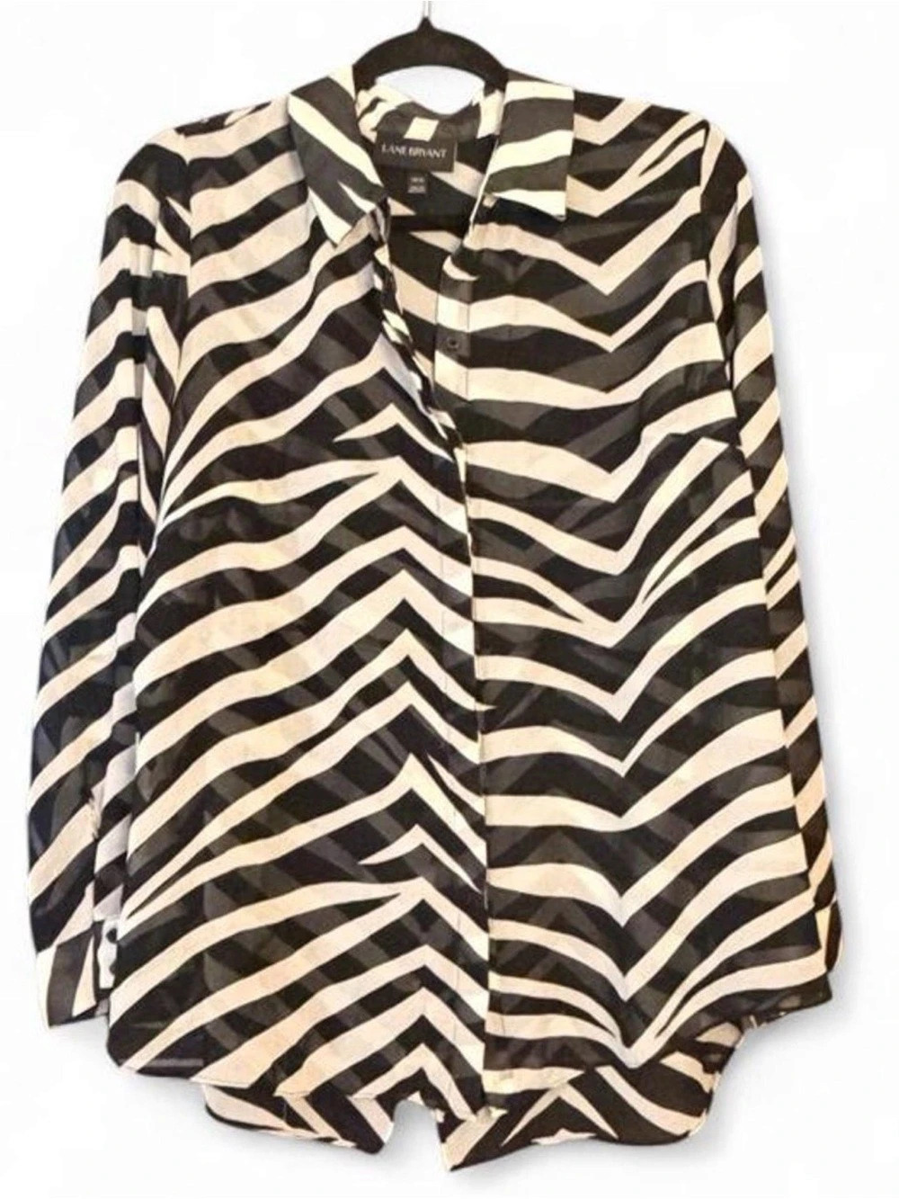 Lane Bryant black & white zebra print button-down blouse